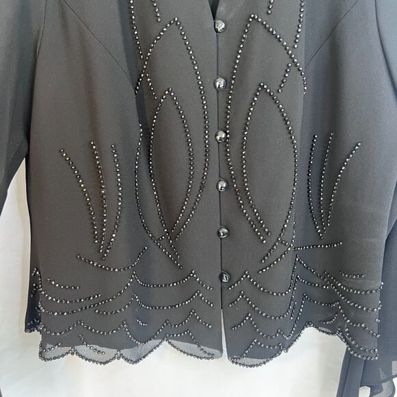 Dressbarn Collection Beaded Embellished Bell Cuff Dressy Cocktail Jacket SZ 16W - Picture 4 of 9